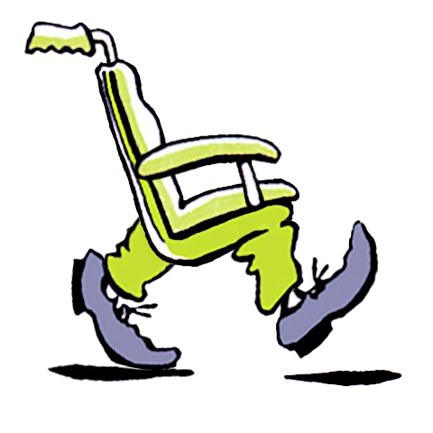 Avatar eines Rollstuhls mit beweglichen Beinen, der läuft