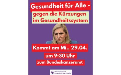 Aufruf zur Demo gegen die Kürzungen im Gesundheitsbereich am 29.4.2026